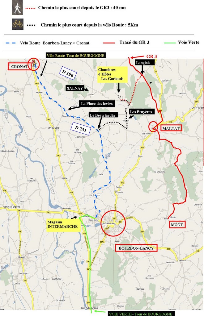 plan d'accès cyclos et marcheurs